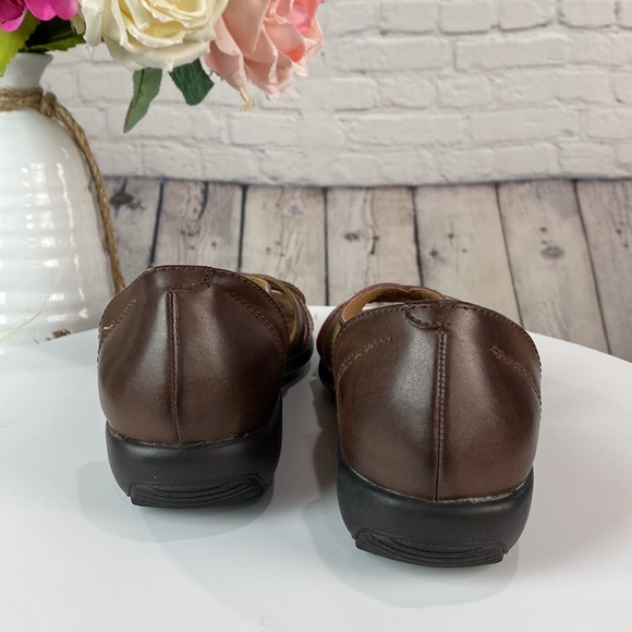 DREXLITE LEATHER CLASSIC Brown Red Green Leather Sandal Flats - Picture 5 of 17